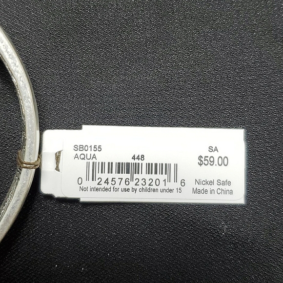 The Sak Silver tone Large Aqua Stone Hinged Bangle Bracelet - Picture 4 of 6